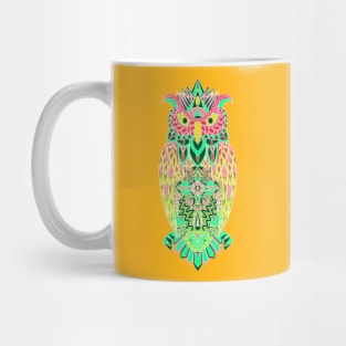 owl in the dark with neon light aesthetics ecopop Mug